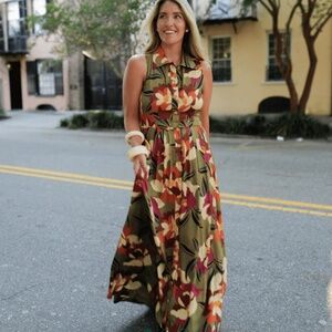 Buru x Megan Stokes sleeveless long shirt dress XL